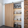 Sirius Tubular Stainless Steel Sliding Track & Wexford Oak Panel Door - Unfinished