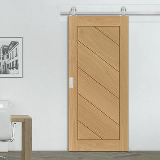 Image: Top Mounted Stainless Steel Sliding Track & Torino Oak Door - Prefinished