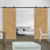 Top Mounted Black Sliding Track & Torino Oak Double Door - Prefinished