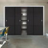 Minimalist Wardrobe Door & Frame Kit - Four Tribeca 3 Panel Black Painted Door - Prefinished