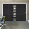 Minimalist Wardrobe Door & Frame Kit - Four Tribeca 3 Panel Black Painted Door - Prefinished
