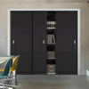Minimalist Wardrobe Door & Frame Kit - Three Tribeca 3 Panel Black Painted Door - Prefinished