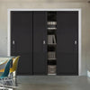 Minimalist Wardrobe Door & Frame Kit - Three Tribeca 3 Panel Black Painted Door - Prefinished