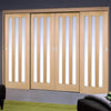 Minimalist Wardrobe Door & Frame Kit - Four Utah Oak Doors - Frosted Glass - Prefinished