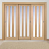 Minimalist Wardrobe Door & Frame Kit - Three Utah 3 Pane Oak Doors - Frosted Glass - Prefinished