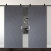 Top Mounted Black Sliding Track & Solid Wood Double Doors - V-Line® Grooved Flush Doors V039 - Premium Primed - Six Colour Options