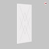 Top Mounted Black Sliding Track & Solid Wood Double Doors - V-Line® Grooved Flush Doors V077 - Premium Primed - Six Colour Options