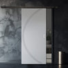 Top Mounted Black Sliding Track & Solid Wood Door - V-Line® Grooved Flush Door V008 - Premium Primed - Six Colour Options
