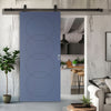 Top Mounted Black Sliding Track & Solid Wood Door - V-Line® Grooved Flush Door V011 - Premium Primed - Six Colour Options