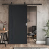 Top Mounted Black Sliding Track & Solid Wood Door - V-Line® Grooved Flush Door V018 - Premium Primed - Six Colour Options