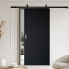 Top Mounted Black Sliding Track & Solid Wood Door - V-Line® Grooved Flush Door V027 - Premium Primed - Six Colour Options