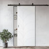 Top Mounted Black Sliding Track & Solid Wood Door - V-Line® Grooved Flush Door V033 - Premium Primed - Six Colour Options