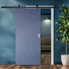 Top Mounted Black Sliding Track & Solid Wood Door - V-Line® Grooved Flush Door V039 - Premium Primed - Six Colour Options