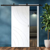 Top Mounted Black Sliding Track & Solid Wood Door - V-Line® Grooved Flush Door V039 - Premium Primed - Six Colour Options