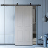 Top Mounted Black Sliding Track & Solid Wood Door - V-Line® Grooved Flush Door V078 - Premium Primed - Six Colour Options