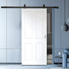 Top Mounted Black Sliding Track & Solid Wood Door - V-Line® Grooved Flush Door V078 - Premium Primed - Six Colour Options