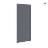 Top Mounted Black Sliding Track & Solid Wood Door - V-Line® Grooved Flush Door V084 - Premium Primed - Six Colour Options