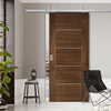 Top Mounted Stainless Steel Sliding Track & Valencia Prefinished Walnut Door