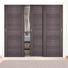 Minimalist Wardrobe Door & Frame Kit - Three Vancouver Flush Ash Grey Doors - Prefinished
