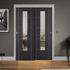 Pass-Easi Two Sliding Doors and Frame Kit - Laminate Vancouver Black Door - Prefinished - Clear Glass - Prefinished