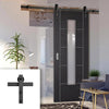 Single Sliding Door & Black Barn Track - Laminate Vancouver Black Door - Clear Glass - Prefinished