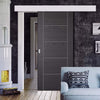 Single Sliding Door & Wall Track - Laminate Vancouver Black Door - Prefinished