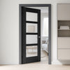 Vancouver Charcoal Black 4 Pane Door - Clear Glass - 1/2 Hour Fire Rated - Prefinished