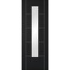 Premium Single Sliding Door & Wall Track - Laminate Vancouver Black Door - Prefinished - Clear Glass - Prefinished