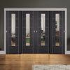Pass-Easi Four Sliding Doors and Frame Kit - Laminate Vancouver Black Door - Prefinished - Clear Glass - Prefinished