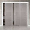 Minimalist Wardrobe Door & Frame Kit - Three Vancouver Light Grey Doors - Prefinished