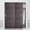 Minimalist Wardrobe Door & Frame Kit - Two Vancouver Flush Ash Grey Doors - Prefinished