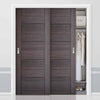 Minimalist Wardrobe Door & Frame Kit - Two Vancouver Flush Ash Grey Doors - Prefinished