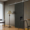 Top Mounted Stainless Steel Sliding Track & Door - Vancouver Smoked Oak Flush Doors - Prefinished