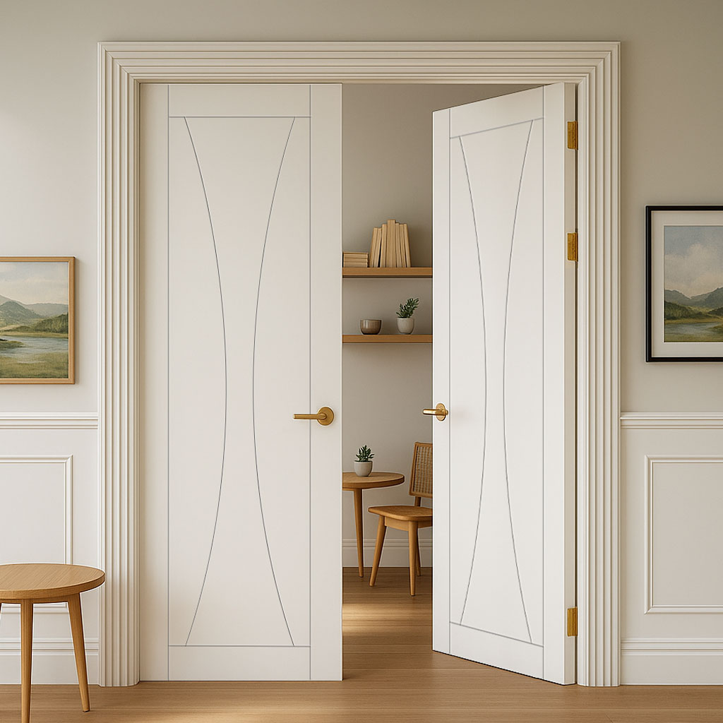 Verona Flush Internal Door - White Primed Pair