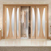 Minimalist Wardrobe Door & Frame Kit - Four Verona Oak Doors - Obscure Glass - Unfinished