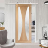 Top Mounted Stainless Steel Sliding Track & Door - Verona Oak Door - Obscure Glass - Unfinished