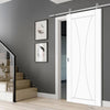 Top Mounted Stainless Steel Sliding Track & Door - Verona Flush Door - White Primed