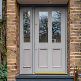 Image: Exterior Colonial 2L 2P Front Door with Single Sidelight - Customisable: Size, Colour, Glass and Sidelight Options
