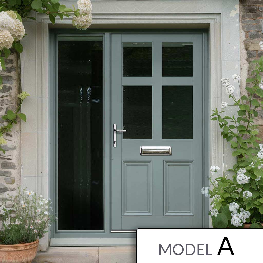 Exterior Colonial 4L 2P Front Door with Single Sidelight - Customisabl