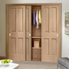 Minimalist Wardrobe Door & Frame Kit - Three Victorian Oak 4 Panel Door - No Raised Mouldings - Prefinished