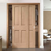 Minimalist Wardrobe Door & Frame Kit - Two Victorian Oak 4 Panel Door -  No Raised Mouldings - Prefinished