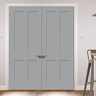 Image: Prefinished Bespoke Victorian Shaker 4 Panel Door Pair - Choose Your Colour