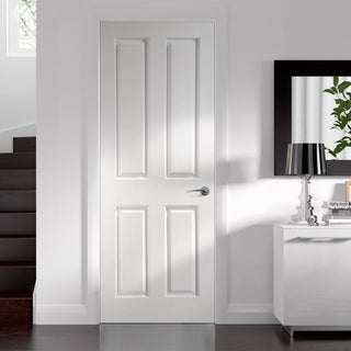 Image: Victorian 4 Panel Door - Woodgrained Surfaces - White Primed