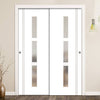 Minimalist Wardrobe Door & Frame Kit - Two Sierra Blanco Doors - Frosted Glass - White Painted