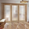 Minimalist Wardrobe Door & Frame Kit - Three Lincoln Glazed Oak Doors - Frosted Glass - Unfinished