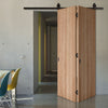 SpaceEasi Top Mounted Black Folding Track & Double Door  - Wexford Oak Door - Unfinished