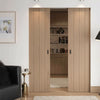 Wexford Oak Panel Absolute Frameless Double Pocket Doors - Unfinished
