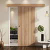 Single Sliding Door & Wall Track - Wexford Oak Panel Door - Unfinished