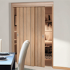 Pass-Easi Two Sliding Doors and Frame Kit - Wexford Oak Panel Door - Unfinished