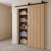 Top Mounted Black Sliding Track & Door - Wexford Oak Panel Door - Unfinished